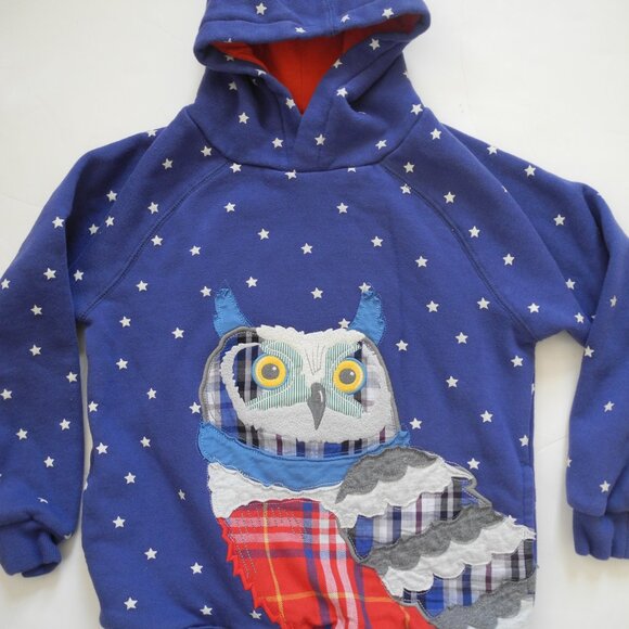 Mini Boden owl applique star print hoodie sweatshirt 7 8 9 EUC - Picture 1 of 1
